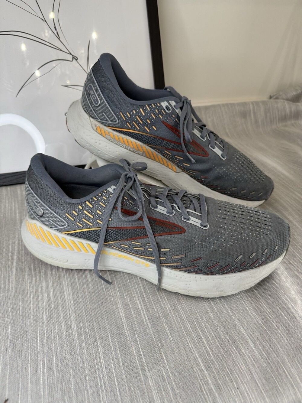 Brooks Glycerin GTS 20 Running Shoes Mens 13 Grey Sneakers Breathable